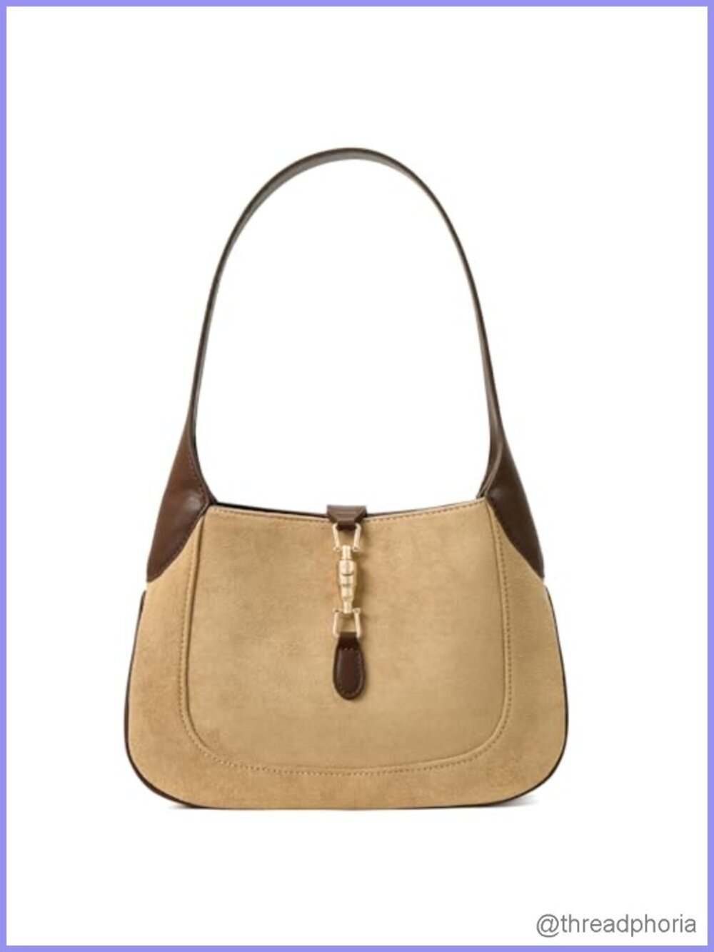 Women's Lightweight Crescent Shoulder Bag Vegan Leather Gold Push-Lock Purse
